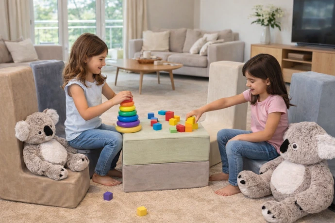 Kinder spielen auf Sofa